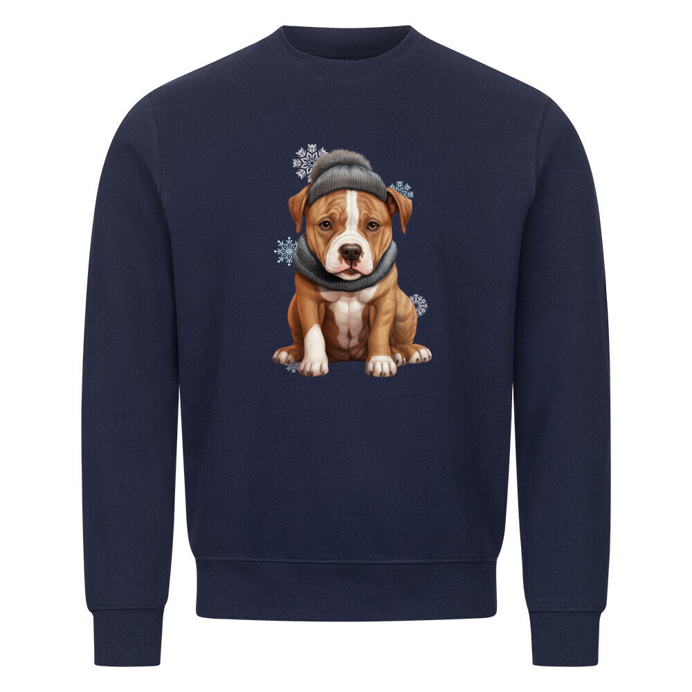 Premium Sweatshirt "AmStaff- Winterbub" Navy Blue – hunde-shirt.de
