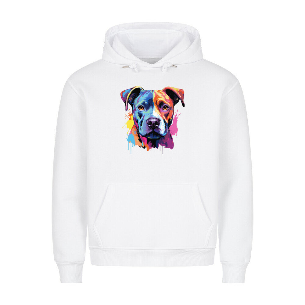 Premium Hoodie "AmStaff Puppy - Paint" Weiß – hunde-shirt.de