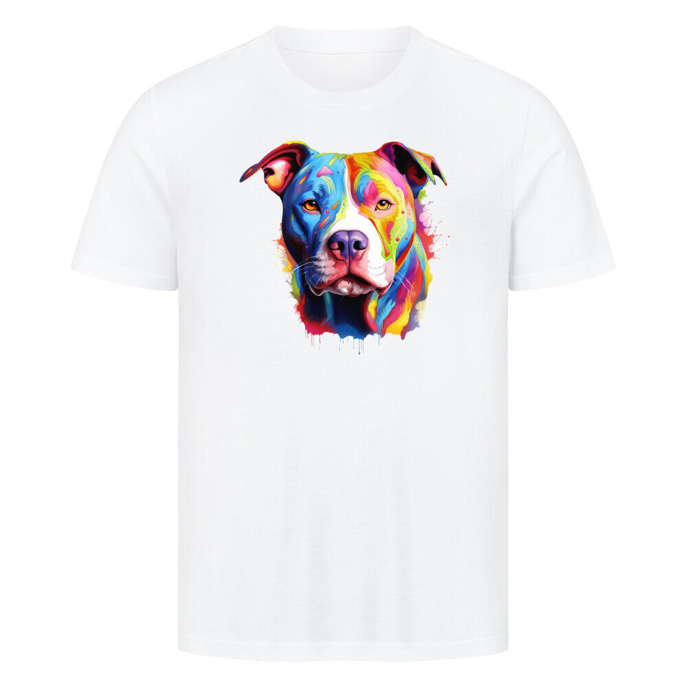 Premium T-Shirt "AmStaff - Paint" Weiß – hunde-shirt.de
