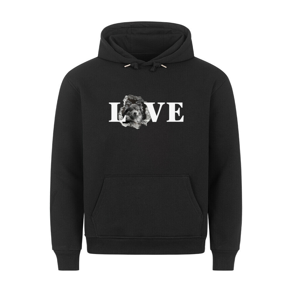 Premium Hoodie "Wolfsspitz - LOVE" Schwarz – hunde-shirt.de
