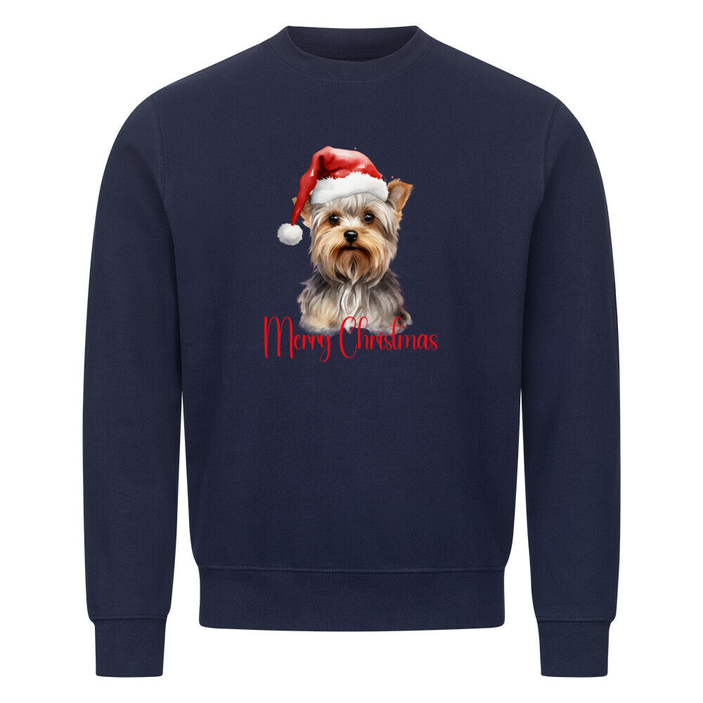 Premium Sweatshirt "Yorkshire Terrier - Merry Christmas" Navy Blue – hunde-shirt.de