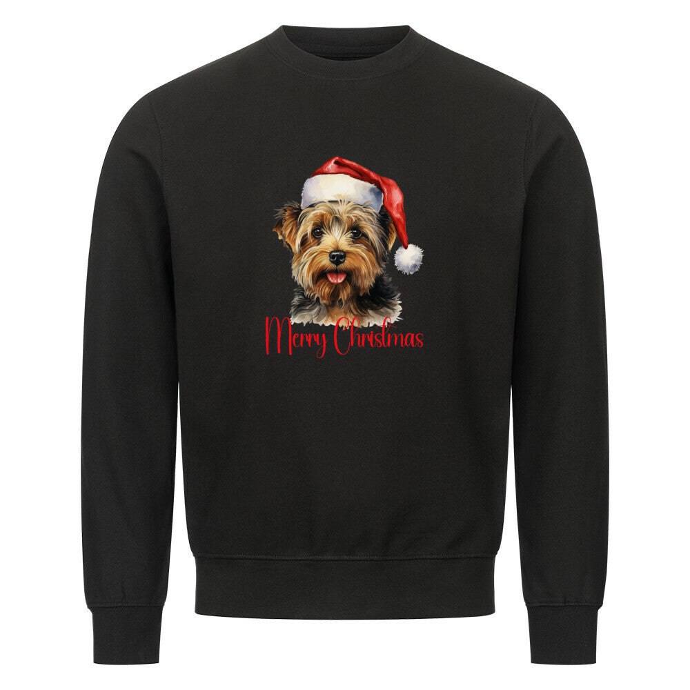 Premium Sweatshirt "Yorkie - Merry Christmas 2" Schwarz – hunde-shirt.de
