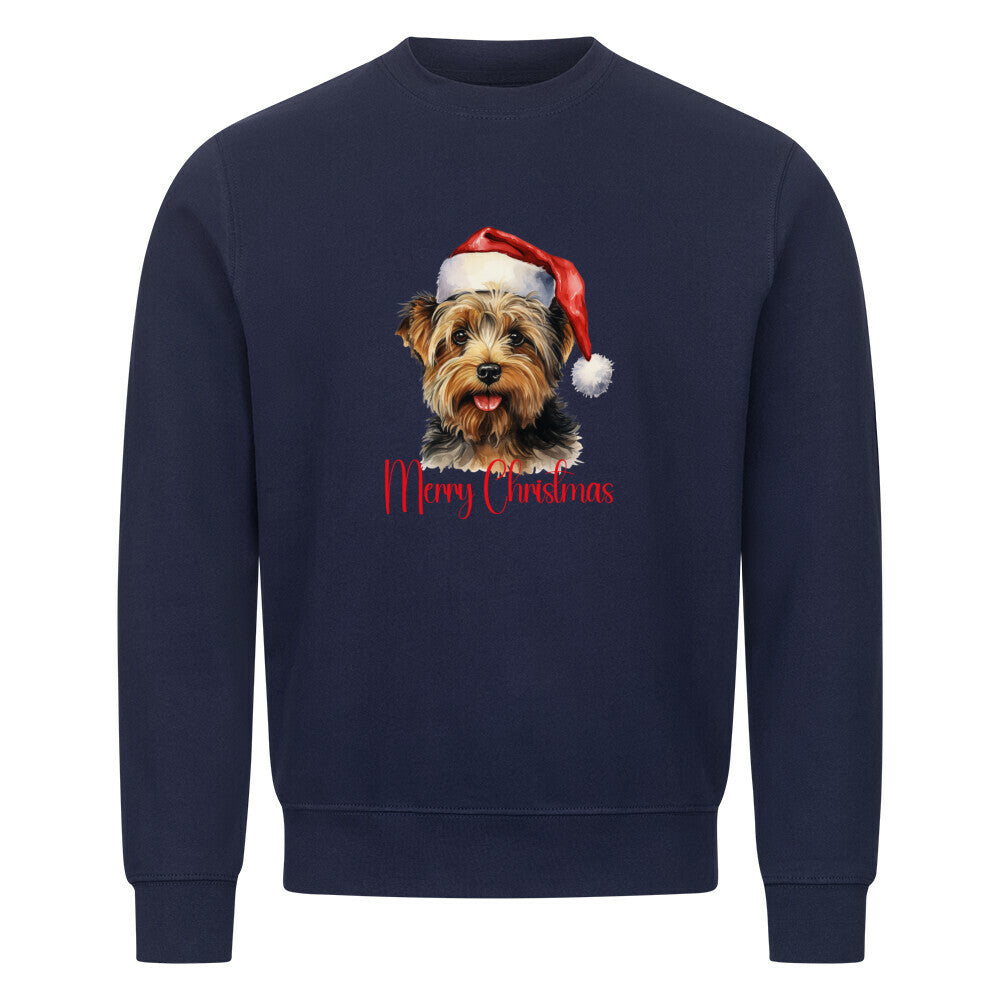 Premium Sweatshirt "Yorkie - Merry Christmas 2" Navy Blue – hunde-shirt.de