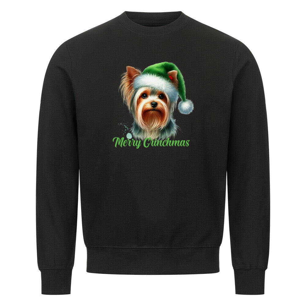 Premium Sweatshirt "Yorkshire Terrier - Merry Grinchmas" Schwarz – hunde-shirt.de