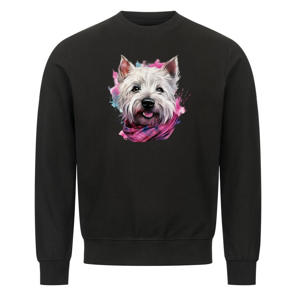 Premium Sweatshirt "Westie - Wintermädchen" Schwarz – hunde-shirt.de
