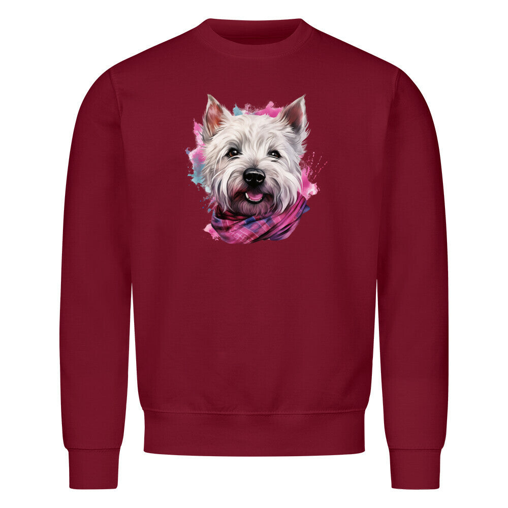 Premium Sweatshirt "Westie - Wintermädchen" Burgunder – hunde-shirt.de
