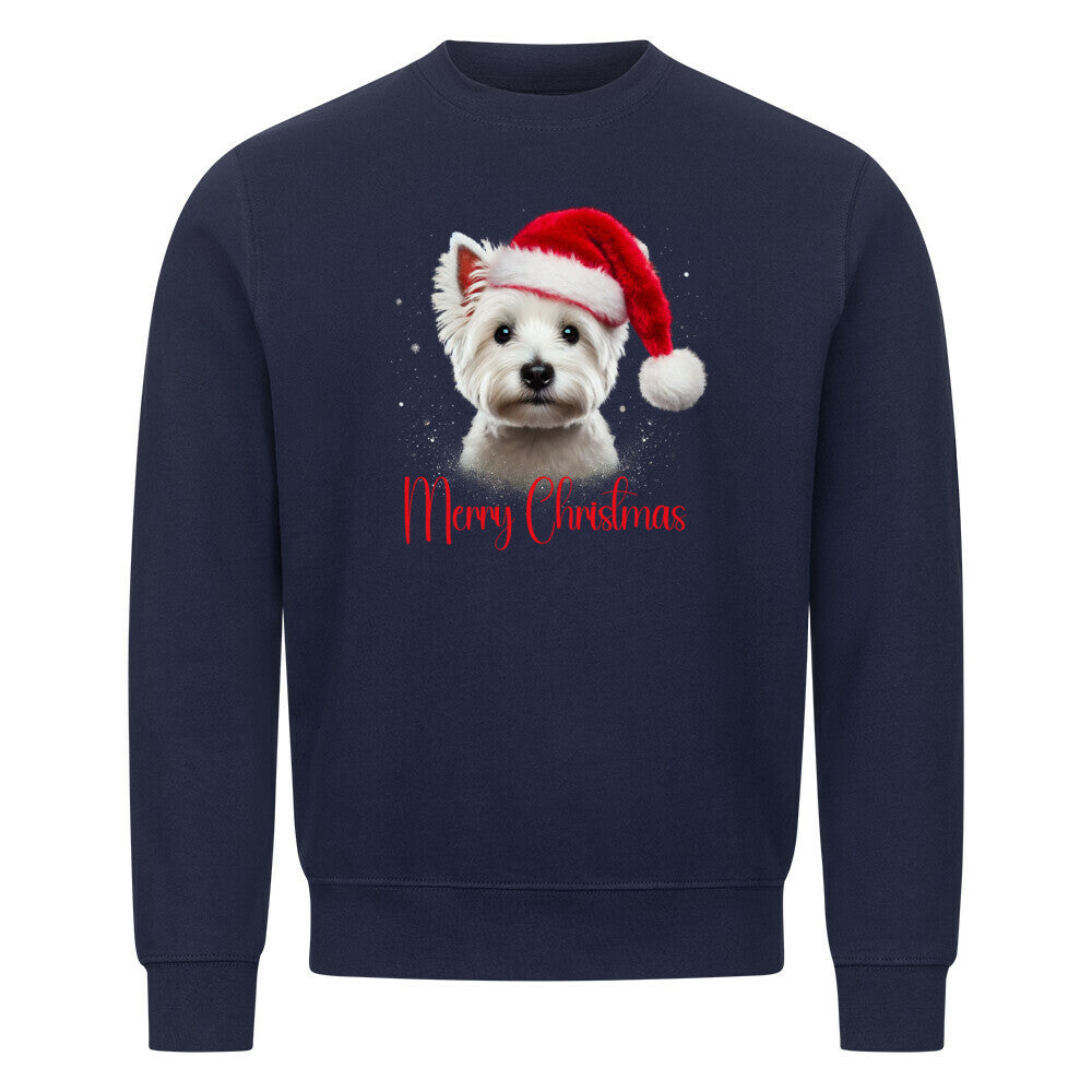Premium Sweatshirt "Westie - Merry Christmas" Navy Blue – hunde-shirt.de