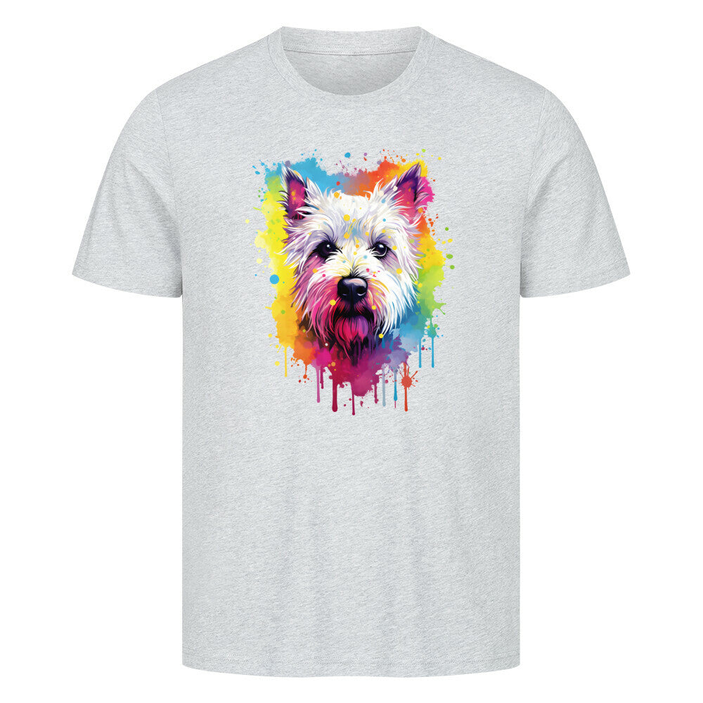 Premium T-Shirt "Westie - Paint" Heather Grey – hunde-shirt.de