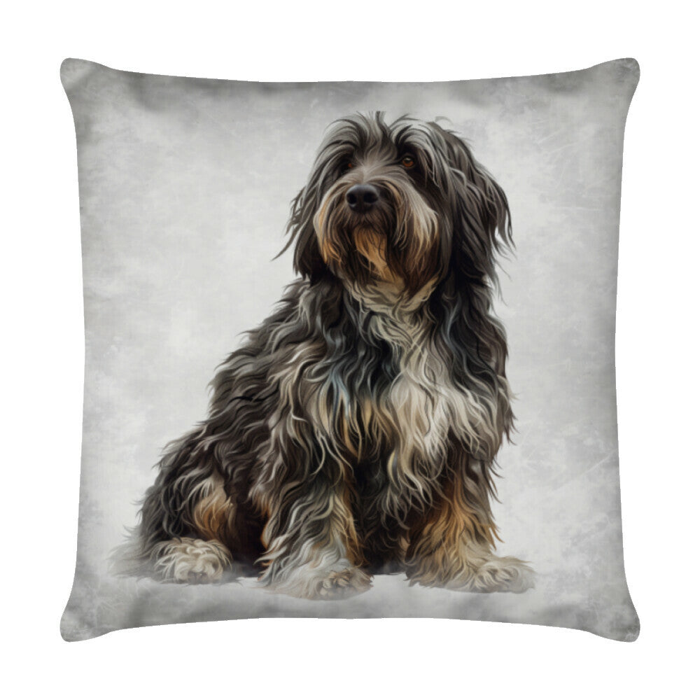 Kissen "Tibet Terrier - Warten" Weiß – hunde-shirt.de