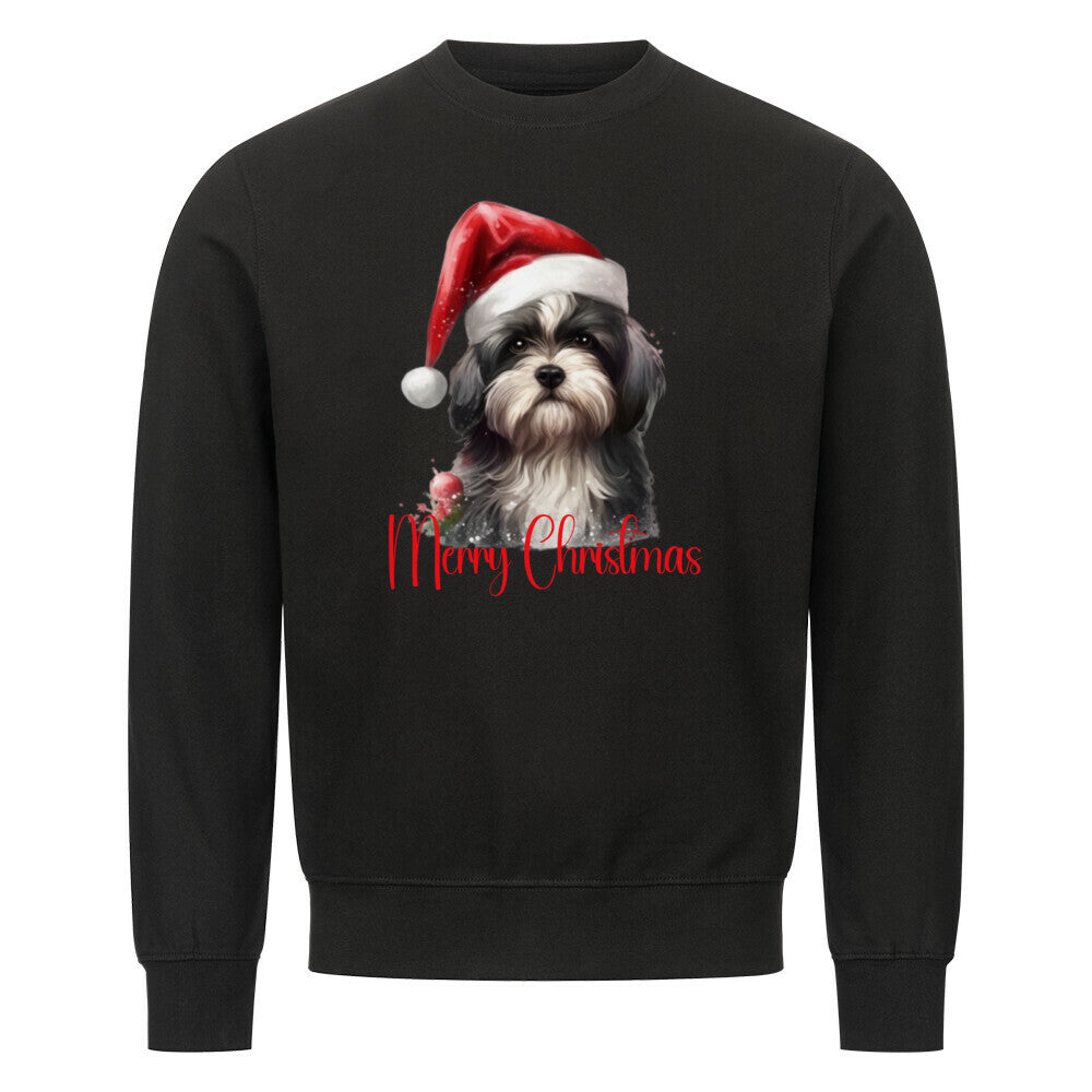 Premium Sweatshirt "Tibet Terrier - Merry Christmas" Schwarz – hunde-shirt.de