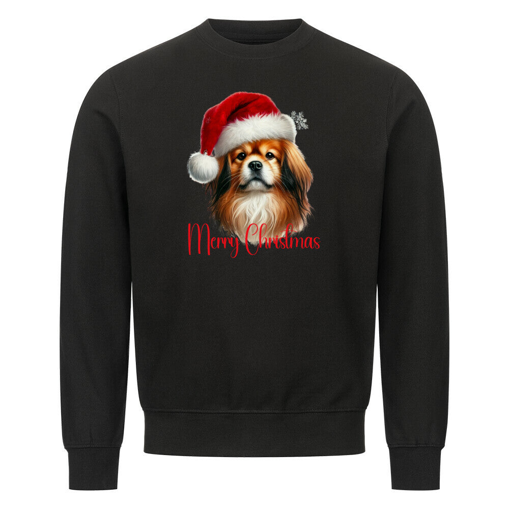 Premium Sweatshirt "Tibet Spaniel - Merry Christmas" Schwarz – hunde-shirt.de