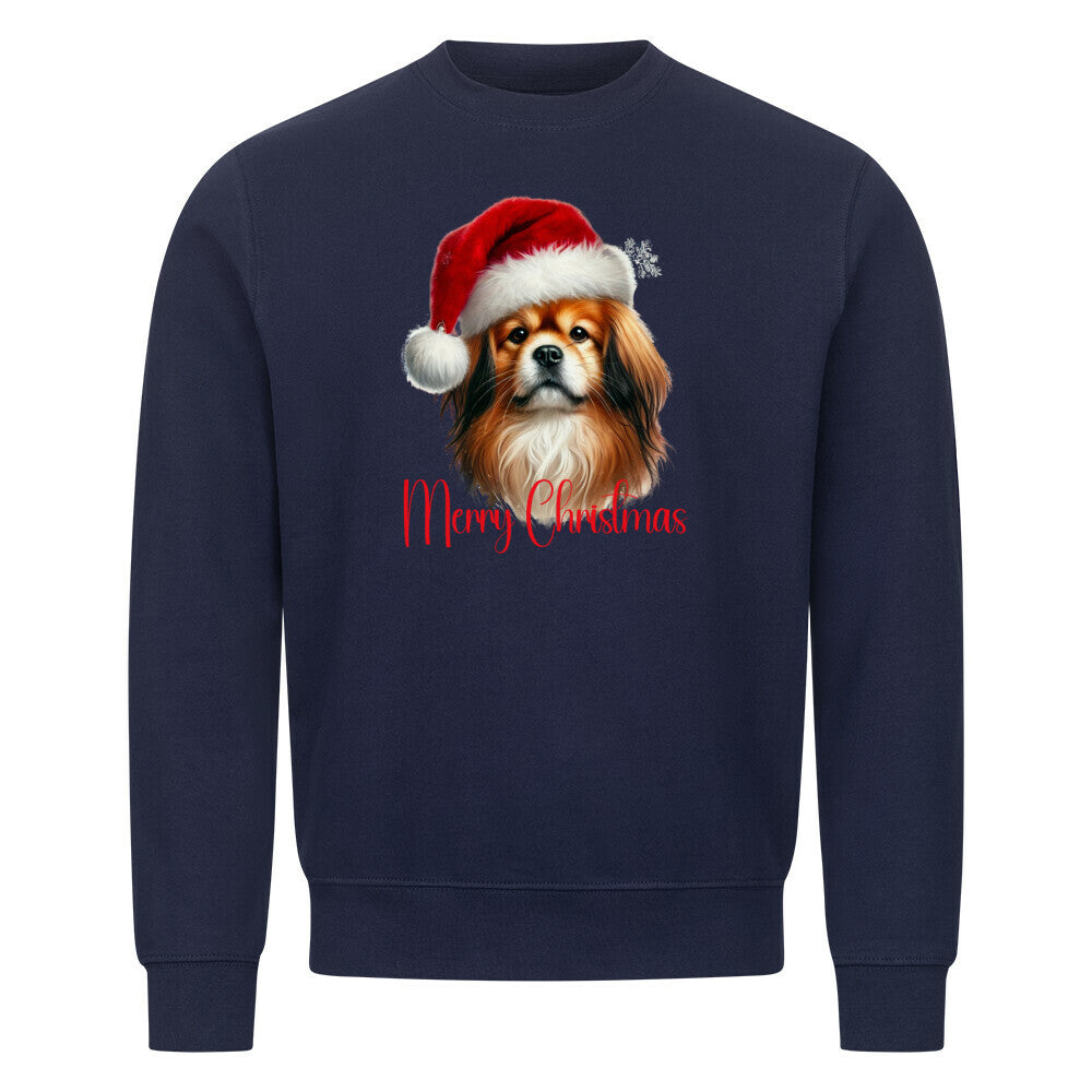 Premium Sweatshirt "Tibet Spaniel - Merry Christmas" Navy Blue – hunde-shirt.de