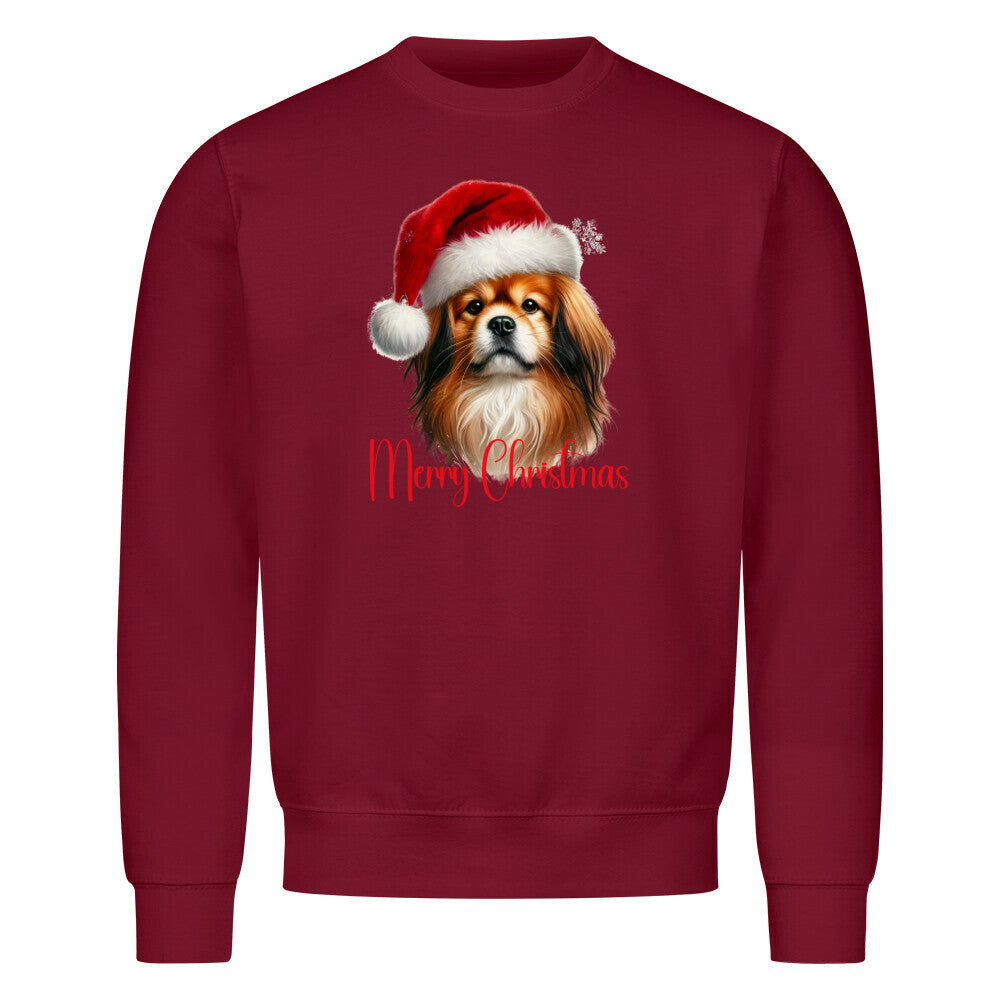 Premium Sweatshirt "Tibet Spaniel - Merry Christmas" Burgunder – hunde-shirt.de
