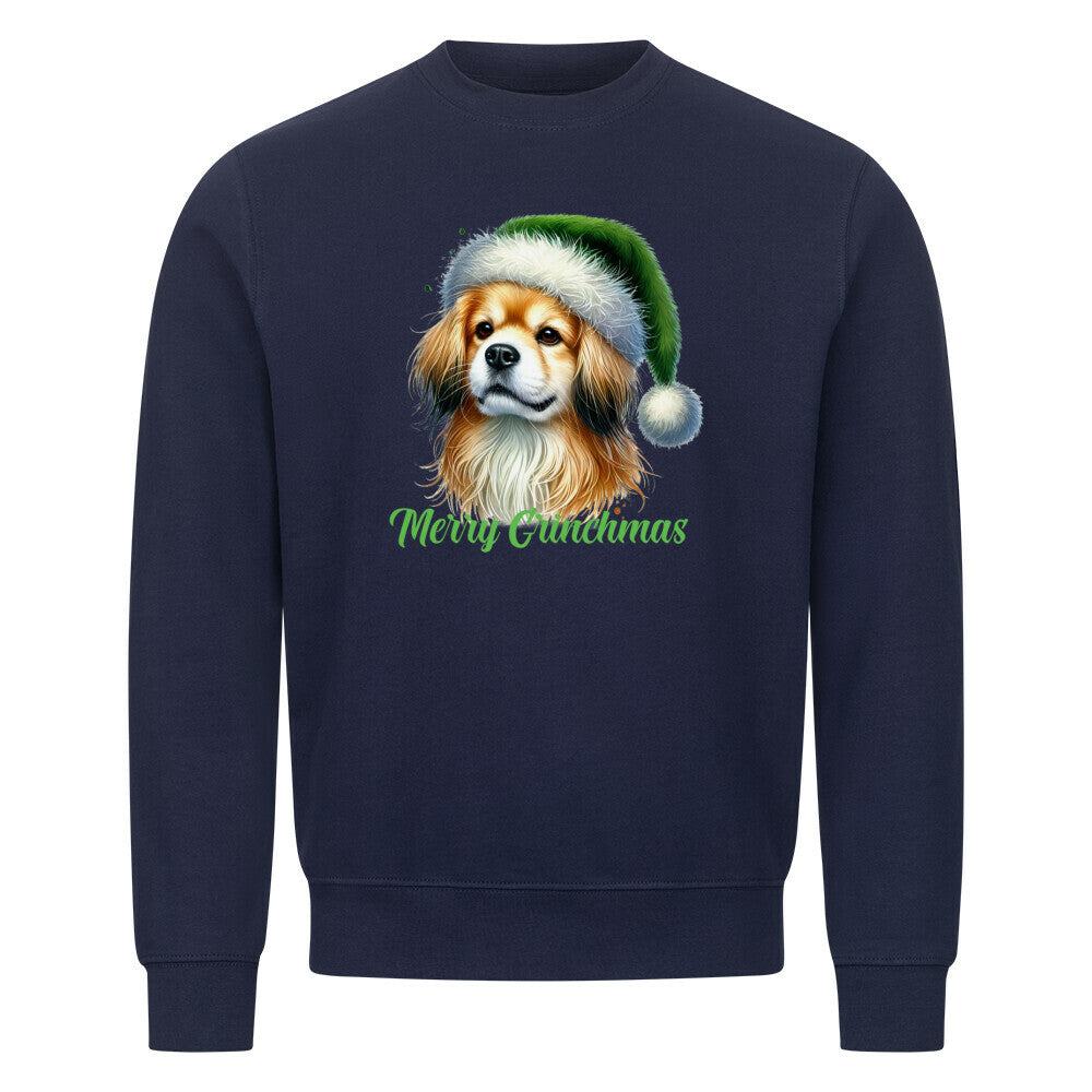 Premium Sweatshirt "Tibet Spaniel - Merry Grinchmas" Navy Blue – hunde-shirt.de