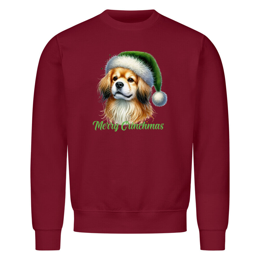 Premium Sweatshirt "Tibet Spaniel - Merry Grinchmas" Burgunder – hunde-shirt.de