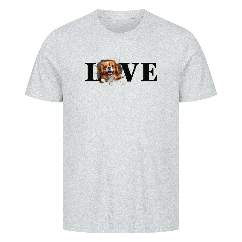Premium T-Shirt "Tibet Spaniel - LOVE" Heather Grey – hunde-shirt.de