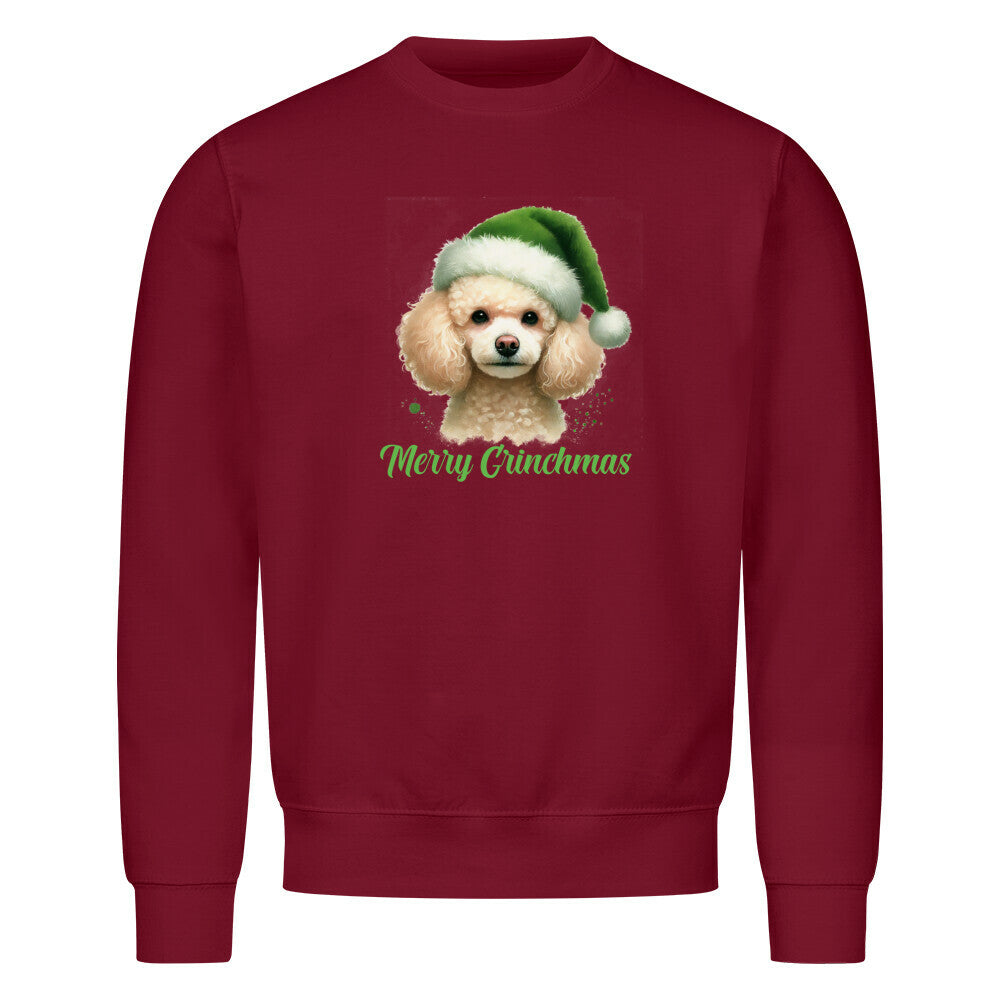Premium Sweatshirt "Zwergpudel - Merry Grinchmas" Burgunder – hunde-shirt.de