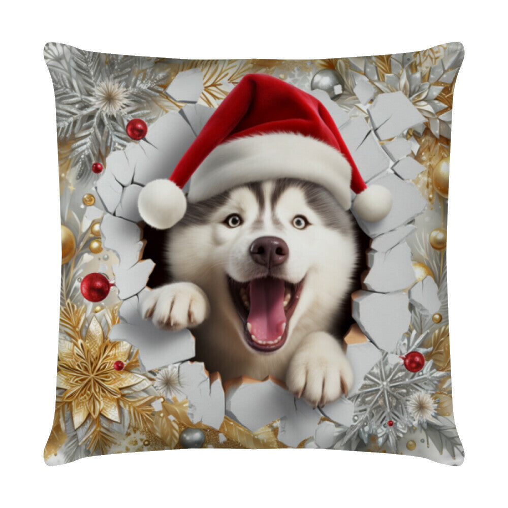 Kissen "Alaskan Malamute - Weihnachten" Weiß – hunde-shirt.de