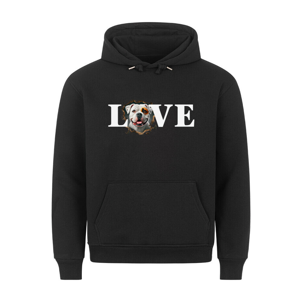 Premium Hoodie "American Bulldog - LOVE" Schwarz – hunde-shirt.de