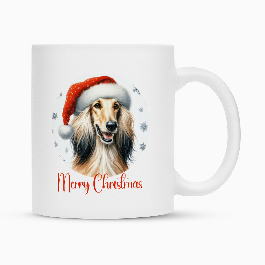 Tasse "Afghanischer Windhund - Merry Christmas" Weiß – hunde-shirt.de