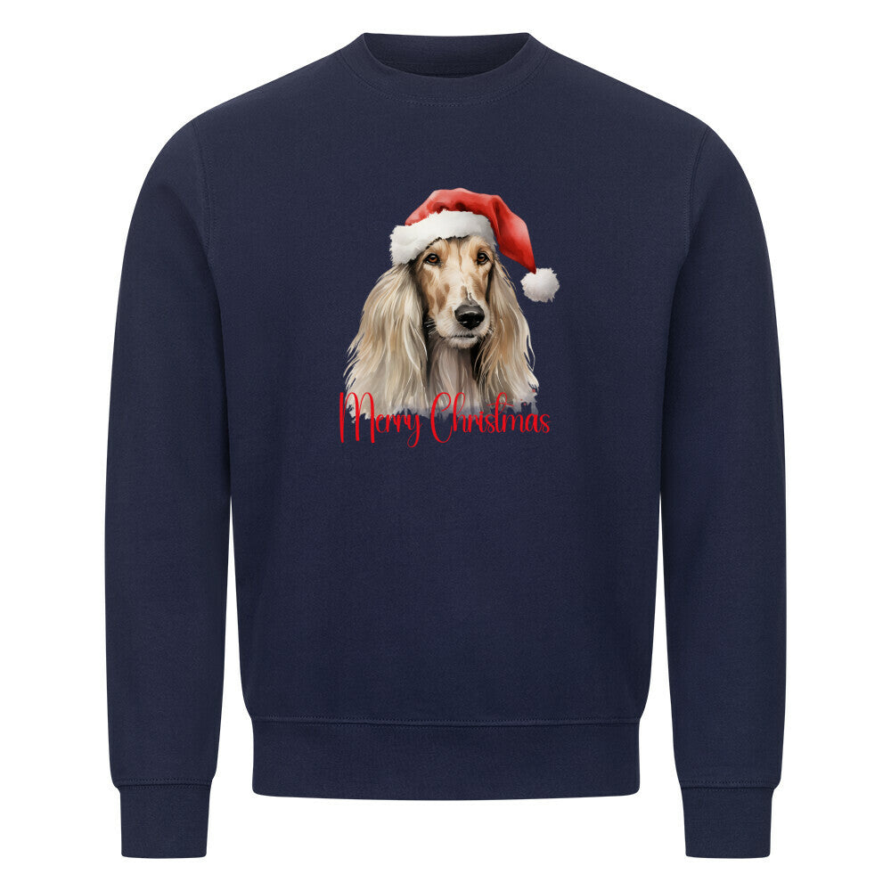 Premium Sweatshirt "Afghanischer Windhund - Merry Christmas" Navy Blue – hunde-shirt.de