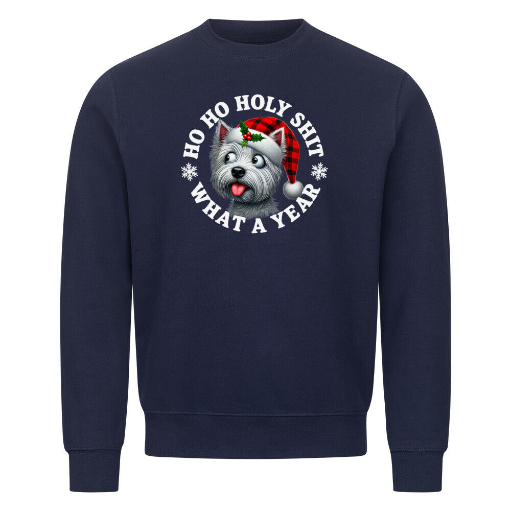 Premium Sweatshirt "Westie - HO HO..." Navy Blue – hunde-shirt.de