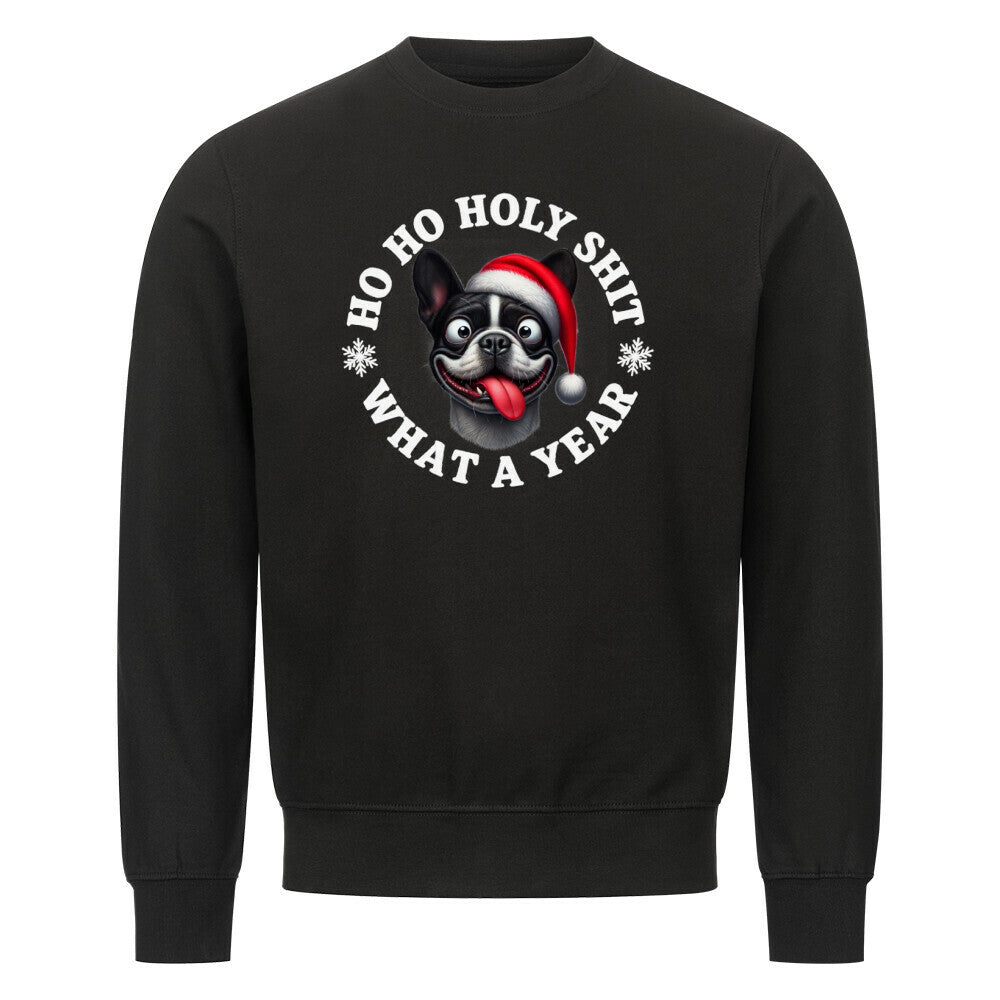 Premium Sweatshirt "Frenchie - HO HO..." Schwarz – hunde-shirt.de