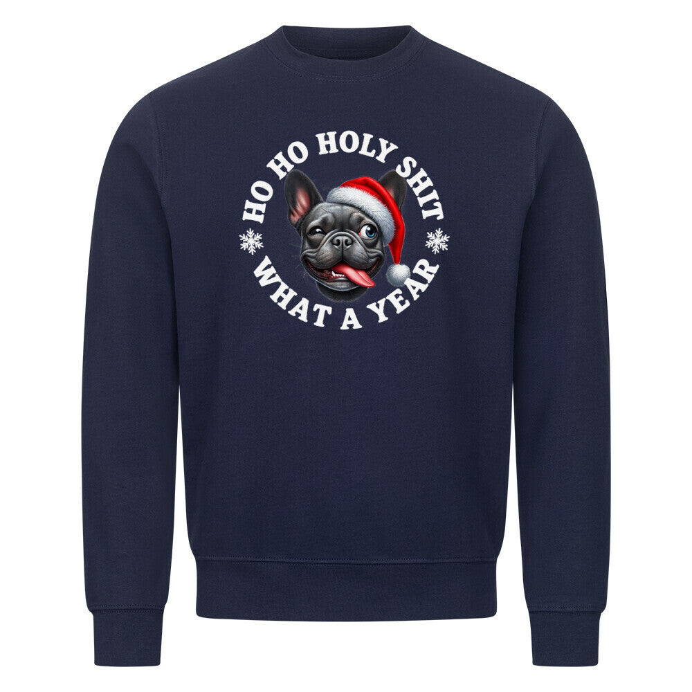 Premium Sweatshirt "Frenchie - HO HO...2" Navy Blue – hunde-shirt.de