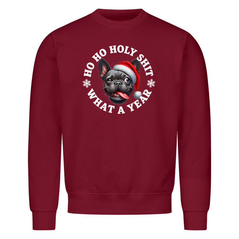 Premium Sweatshirt "Frenchie - HO HO...2" Burgunder – hunde-shirt.de