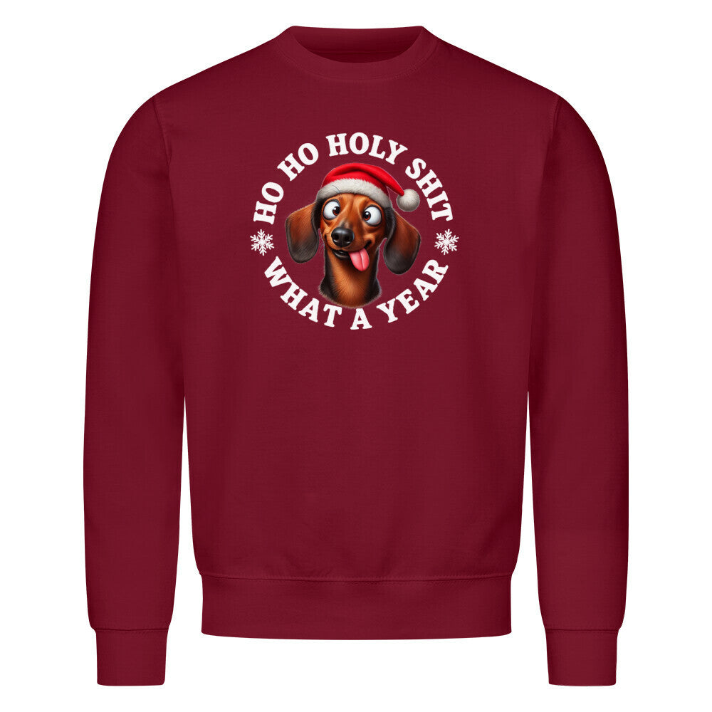 Premium Sweatshirt "Dackel - HO HO..." Burgunder – hunde-shirt.de