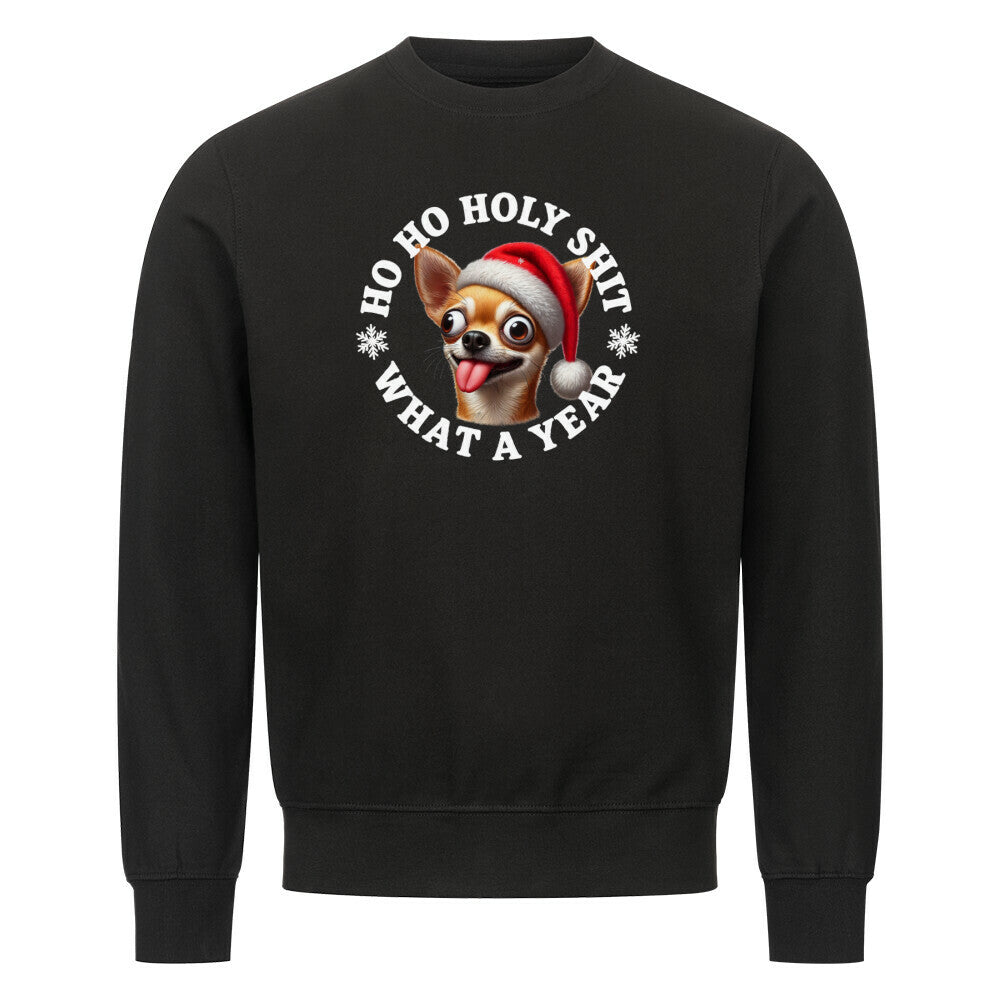 Premium Sweatshirt "Chihuahua - HO HO..." Schwarz – hunde-shirt.de