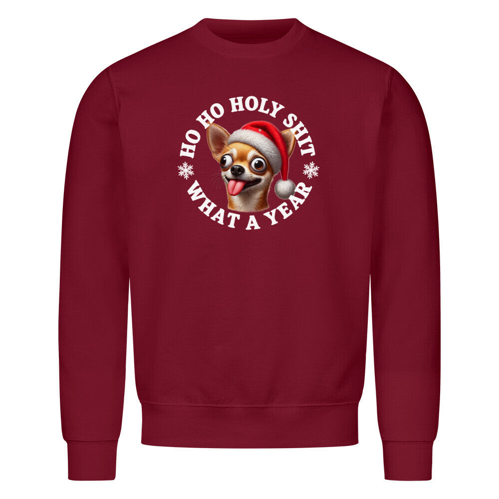 Premium Sweatshirt "Chihuahua - HO HO..." Burgunder – hunde-shirt.de