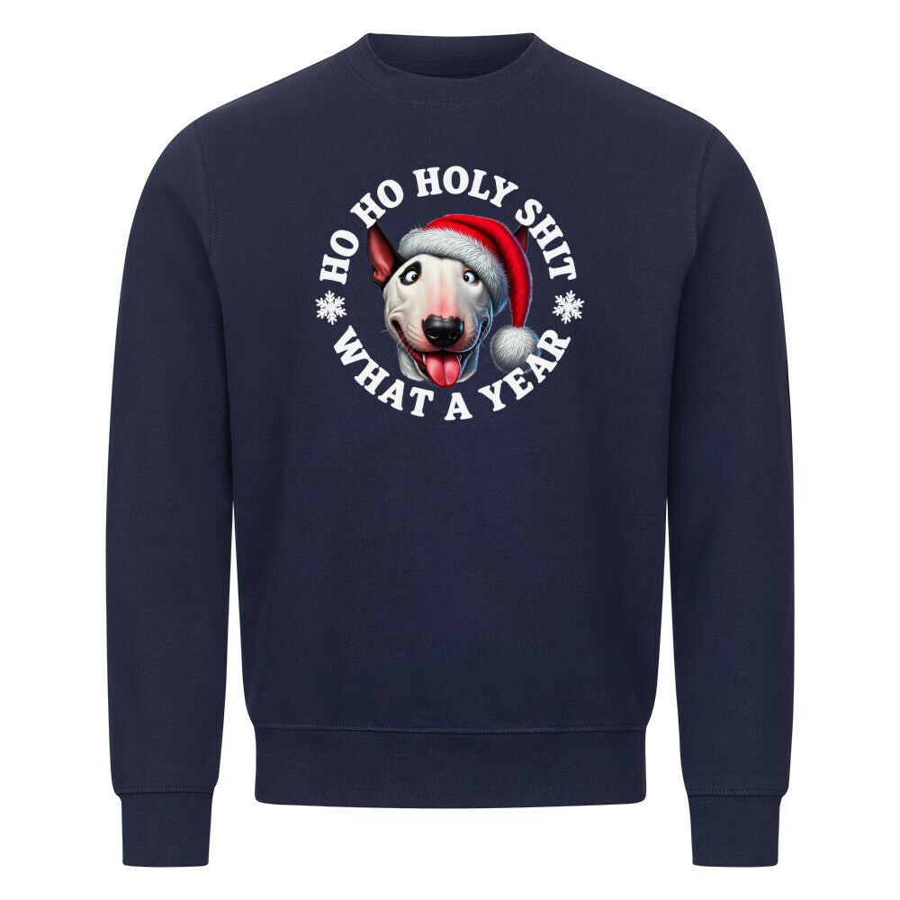 Premium Sweatshirt "Bullterrier - HO HO..." Navy Blue – hunde-shirt.de