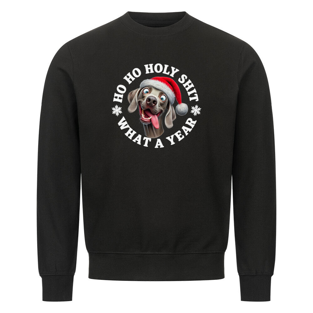 Premium Sweatshirt "Weimaraner - HO HO..." Schwarz – hunde-shirt.de