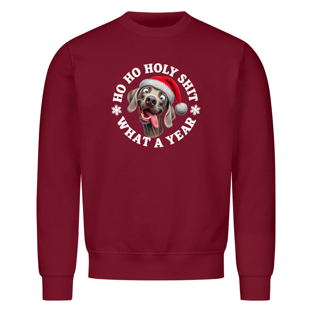 Premium Sweatshirt "Weimaraner - HO HO..." Burgunder – hunde-shirt.de