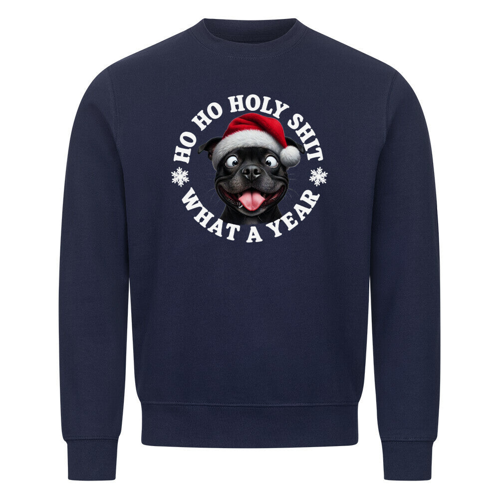 Premium Sweatshirt "Staffordshire Terrier ( schwarz ) - HO HO..." Navy Blue – hunde-shirt.de