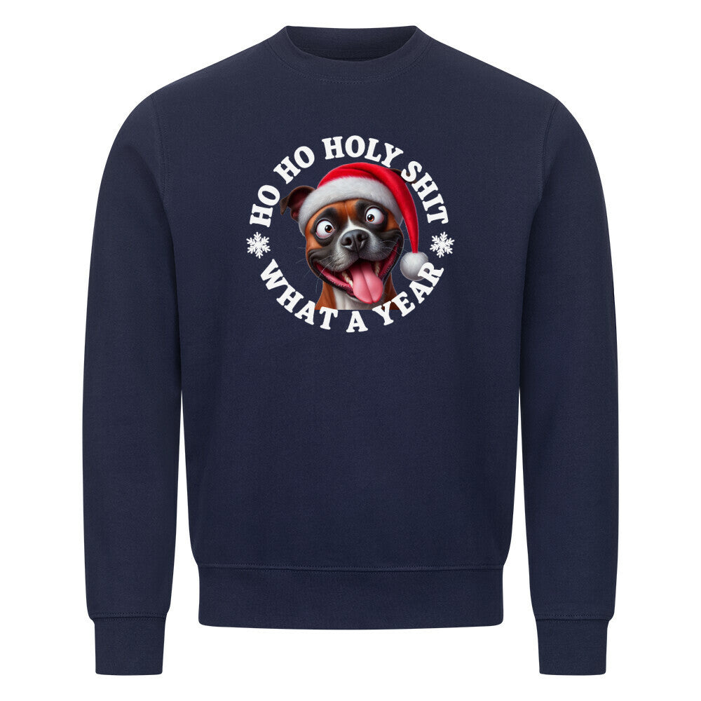 Premium Sweatshirt "Staffordshire Terrier ( braun ) - HO HO..." Navy Blue – hunde-shirt.de