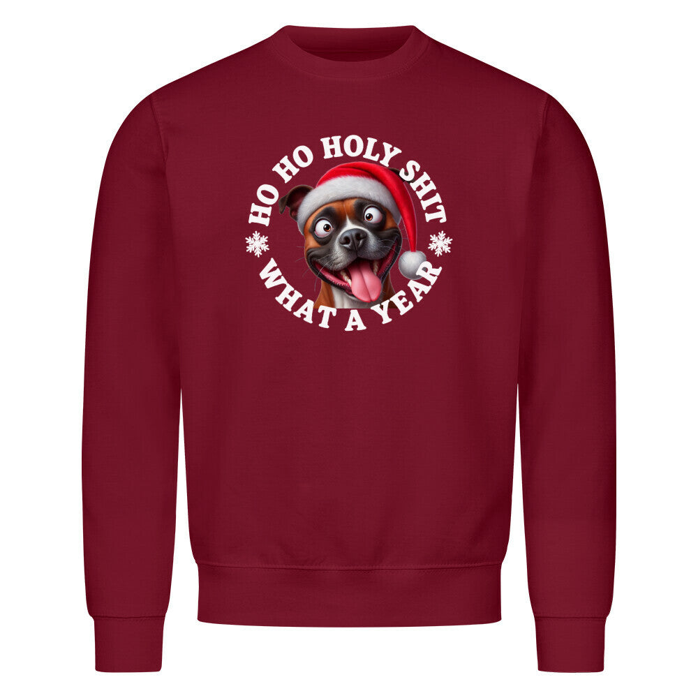 Premium Sweatshirt "Staffordshire Terrier ( braun ) - HO HO..." Burgunder – hunde-shirt.de