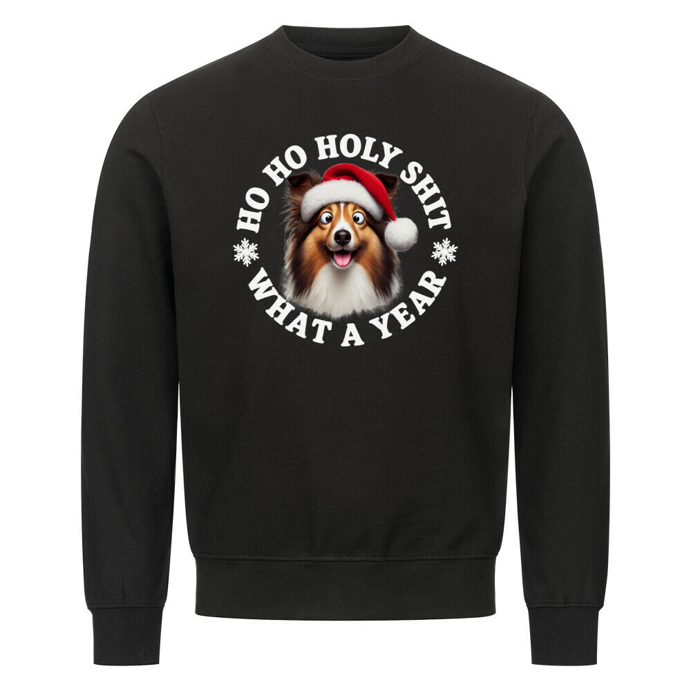 Premium Sweatshirt "Sheltie - HO HO..." Schwarz – hunde-shirt.de