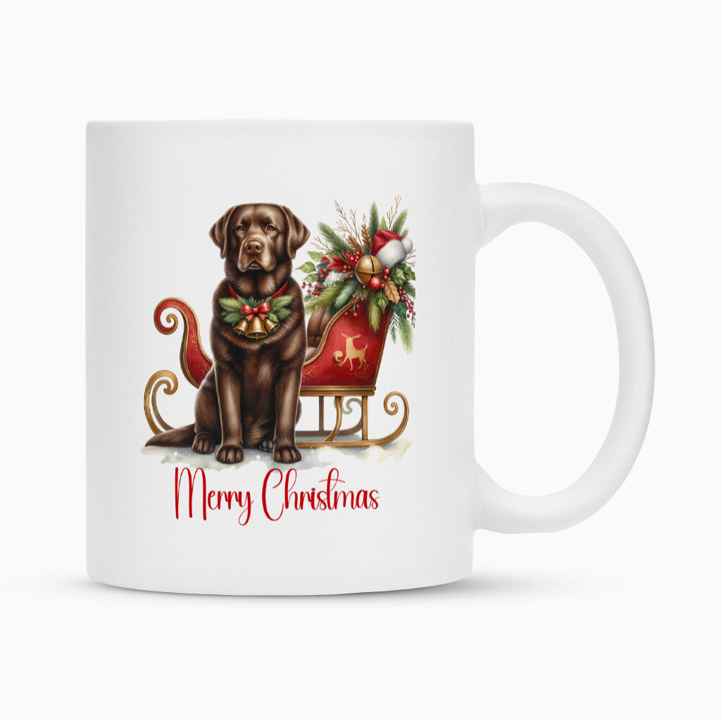 Tasse "Labrador ( braun ) - Merry Christmas" Weiß – hunde-shirt.de