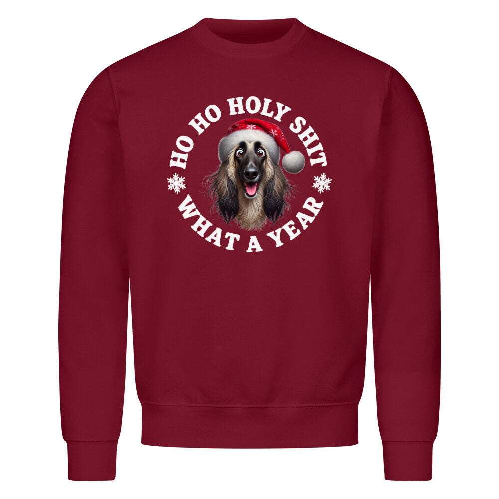 Premium Sweatshirt "Afghanischer Windhund - HO HO..." Burgunder – hunde-shirt.de