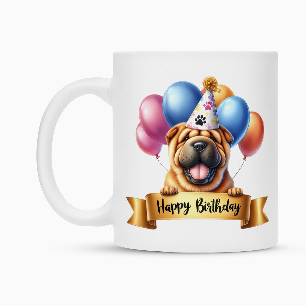 Tasse "Shar Pei - Happy Birthday" – hunde-shirt.de