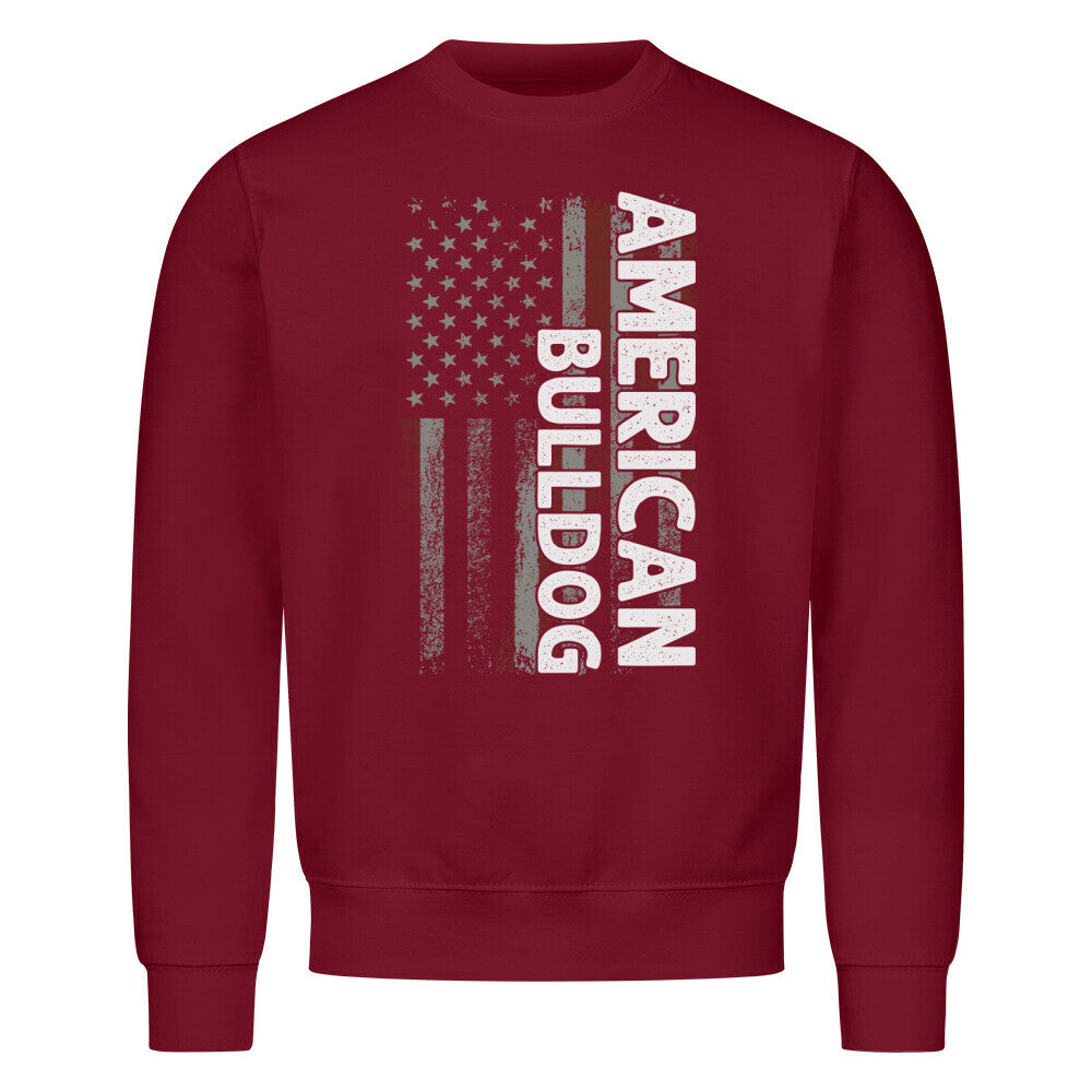 Premium Sweatshirt "American Bulldog - Flag" Burgunder – hunde-shirt.de