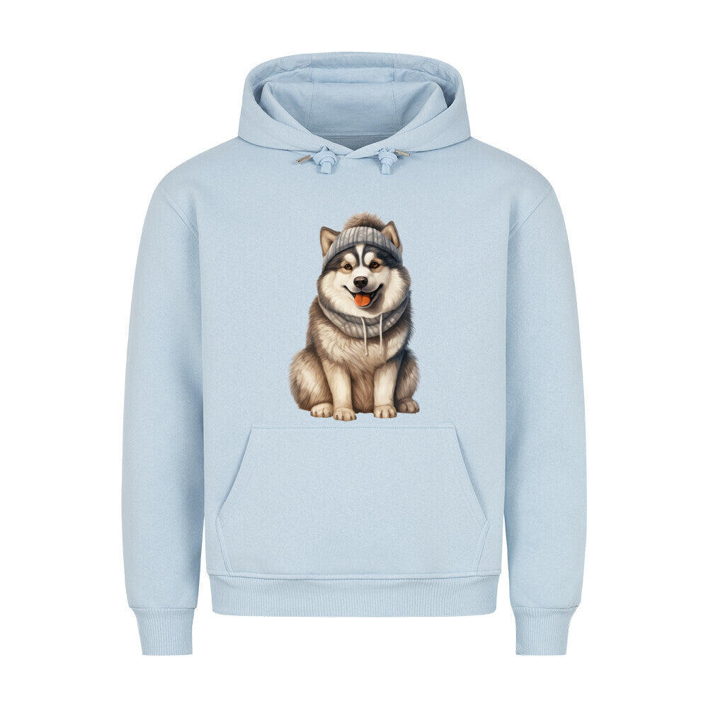 Premium Hoodie "Alaskan Malamute - Winter" Babyblau – hunde-shirt.de