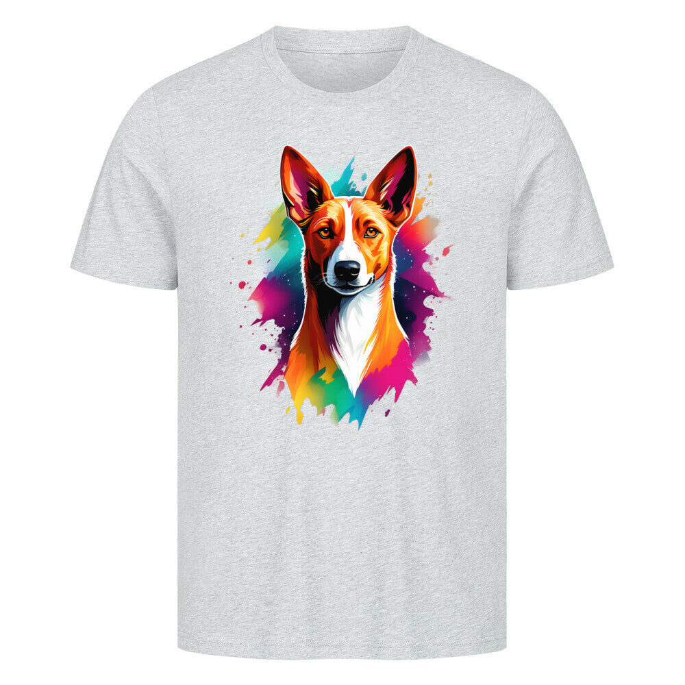 Premium T-Shirt "Basenji - Splash" Heather Grey – hunde-shirt.de