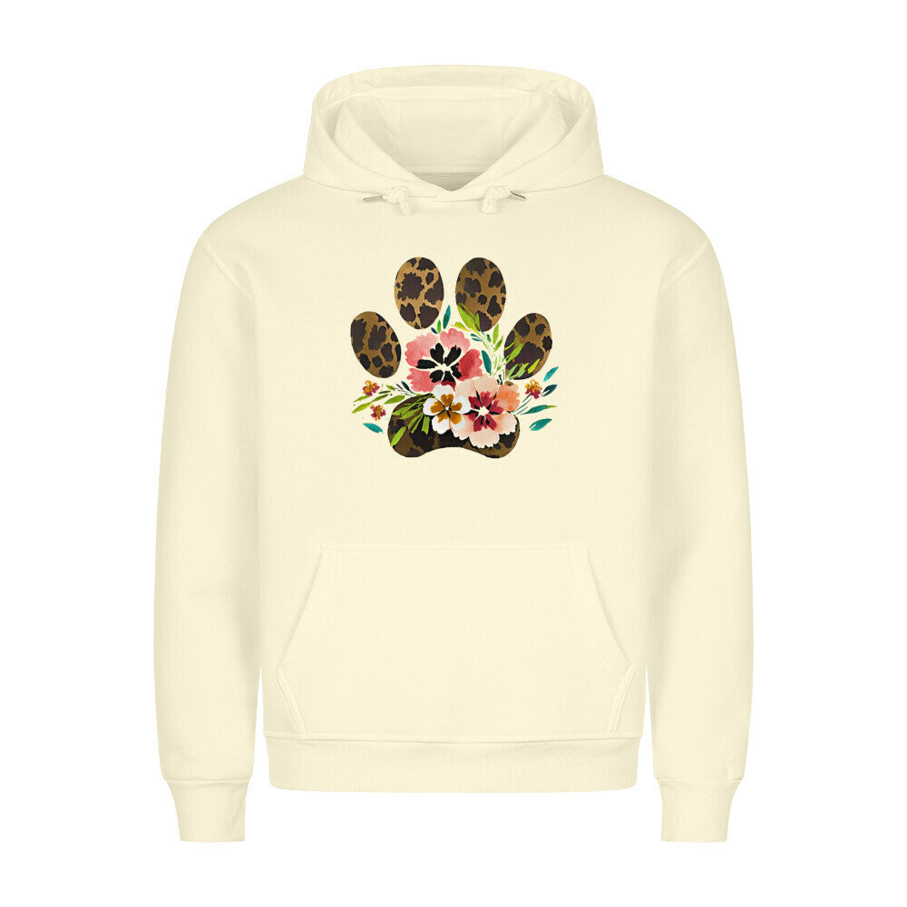 Premium Hoodie "Flowers & Paws" Beige – hunde-shirt.de