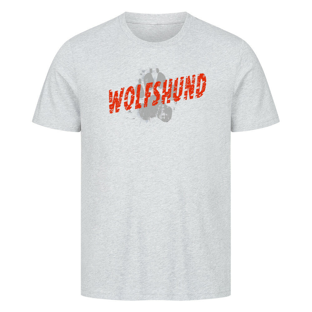 Premium T-Shirt "Irischer Wolfshund - PAW" Heather Grey – hunde-shirt.de
