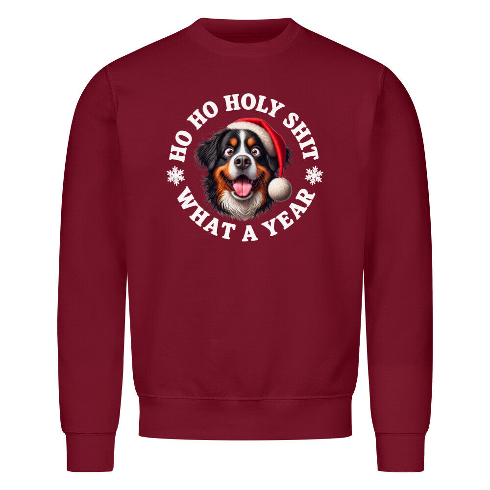 Premium Sweatshirt "Berner Sennenhund - HO HO..." Burgunder – hunde-shirt.de