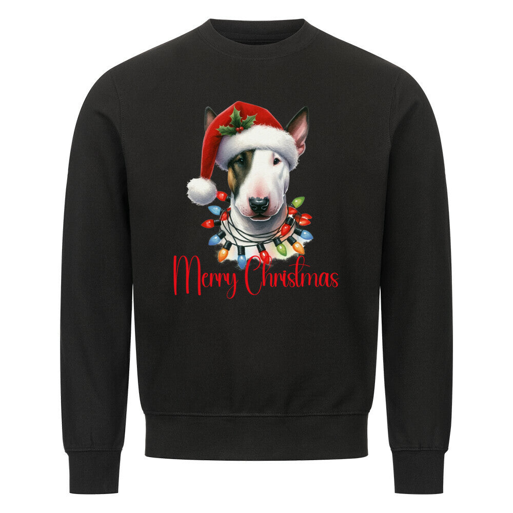 Premium Sweatshirt "Bullterrier ( hell ) - Merry Christmas" Schwarz – hunde-shirt.de