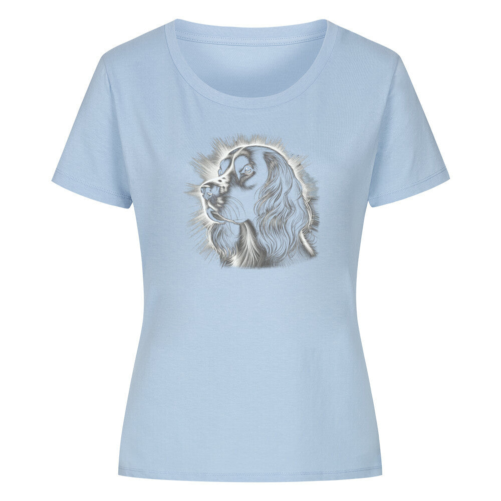 Premium Organic Damen-Shirt "Springer Spaniel - Bright" Sky Blue – hunde-shirt.de